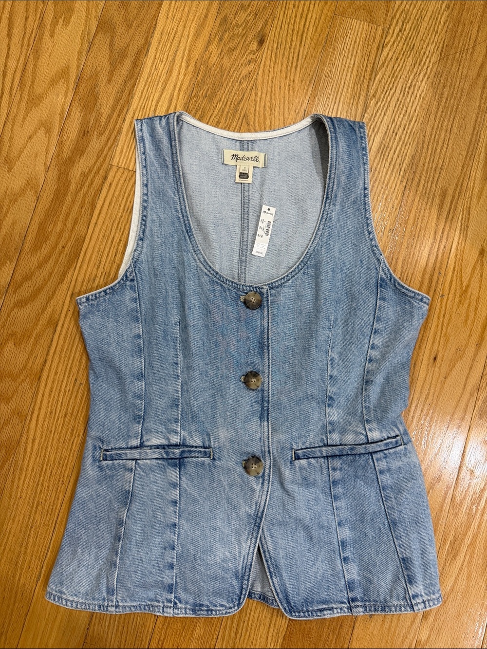 Madewell Light Blue Denim Button Vest